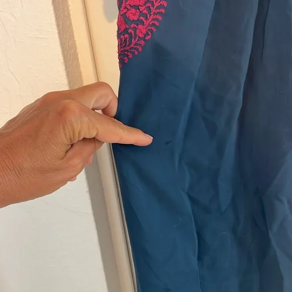 Buddy Love Blue and Magenta Embroidered Boho Hippie Summer Sundress XS - Picture 7 of 9